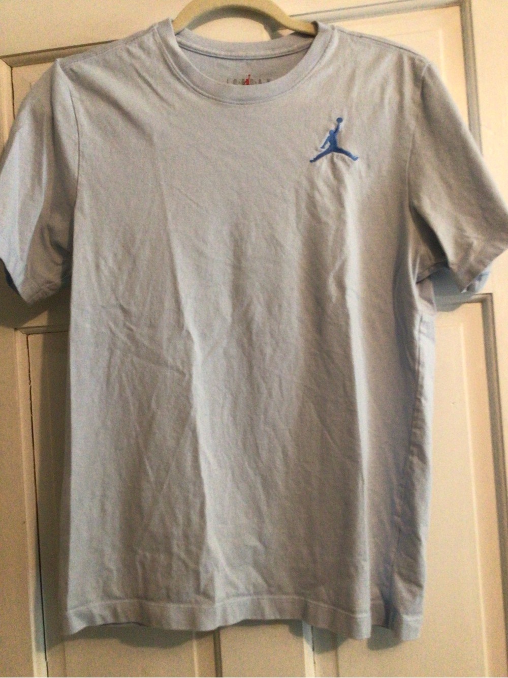 Jordan Light Blue Short Sleeve Crewneck T-Shirt with Blue Jumpman